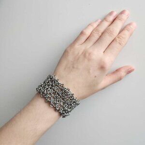 Medieval chunky lace silver bracelet